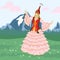 Vector image of a dancing girl in a Kazakh national costume