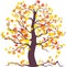 Vector image of decorative maple tree with autumn foliage