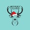 Vector image of an deer and santa hats