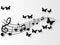 Vector image design music covers with music notes and butterflies.