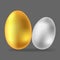 Vector image of eggs. Gold and silver egg icon.