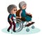 Vector image of an elderly couple with disabilities. EPS 10. Concept. Image on white background