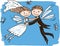 Vector image of flying elves newlyweds