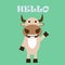 Vector image fun smile kawai bull says hello