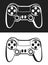 Vector image of a game console. Monochrome illustration for the gamer. Joystick for print and for computer games lovers. Gamepad