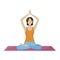 Vector image of a girl doing yoga and sitting in the lotus position. The concept of a healthy lifestyle. The lotus position.