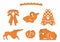 Vector image of the Golden man costume details, stylized animal drawings