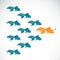 Vector image of an goldfish showing leader individuality success