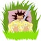 Vector image of a hedgehog under a blanket on a pillow. From a series of illustrations with a hedgehog