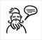 Vector image of a hipster with beard who speaks. Teaching and storytelling.