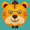 Vector image of a hipster cute face of big cat