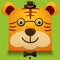 Vector image of a hipster cute face of big cat. square style