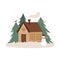 vector image of a house in a wood