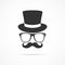 Vector image icon hats with sunglasses and mustache.