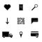 Vector image of icons of hot menu keys - favorites, payment, delivery, search. Flat.