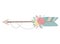 Vector image of an isolated arrow in boho style with flowers, feathers and beads.