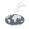 Vector image  lbustration icon. our planet earth. arrow. All in gray tones