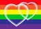 Vector image of a LGBTQ+ flag. Pride symbol and double heart