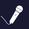 Vector image of microphone. Vector white icon on dark blue background.