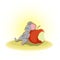 Vector image of a mouse with a gnawed Apple. Series of illustrations. Calendar item