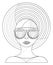Vector image of an old fashioned girl wearing a hat and sunglasses