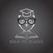 Vector image of an owl glasses with college hat