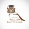 Vector image of an owl glasses with college hat and book