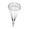 Vector, Image of Parachuting Illustration, black and white color, with transparent background