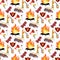 Vector image Pattern Firefighter and Fire Truck