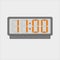 Vector image or picture of digital clock or alarm with orange figures showing time on the light grey background. Eleven hours o`cl