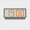 Vector image or picture of digital clock or alarm with orange figures watching time on the light grey background. Nineteen hours o