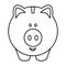 Vector image of a piggy bank silhouette. Monochrome illustration. The pig icon. The concept of finance, money, savings, economics