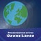 Vector image of planet earth with preservation of the ozone layer text, copy space
