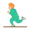 Vector Image Of A Running Old Woman. The Old Woman In A Tracksuit, Sneakers. Elderly Woman, Senile People Concept, Logo. Isolated