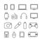 Vector image set of devices and electronics line icons.