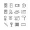 Vector image set of household appliances icons line.