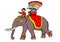 Vector image showing tourists riding a Thai elephant