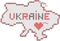 Vector image silhouette of ukraine with embroidery