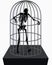 Vector Image - skeleton silhouette in standing in cage pose on white background