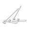 Vector image of skis and ski poles. Outline style. EPS 10