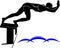 Vector image of a swimmer.It is drawn in the style of engraving.