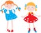 Vector image of two little funny girls