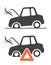 Vector image of warning triangle and breakdown cars