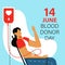 A vector image of a woman donating blood.