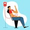 A vector image of a woman donating blood.