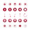 Vector images of arrows. Arrows for banner. Trendy stylish red arrows for buttons or website, for your design. Red and white solid