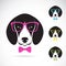 Vector images of dog beagle wearing glasses