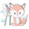 Vector images of a fox in kawaii style. The cartoon character is made for a kids group of goods. The funny animal smiles