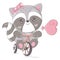 Vector images of a raccoon in kawaii style. The cartoon character is made for a kids group of goods. The funny animal