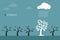 Vector images of trees, clouds and rain.